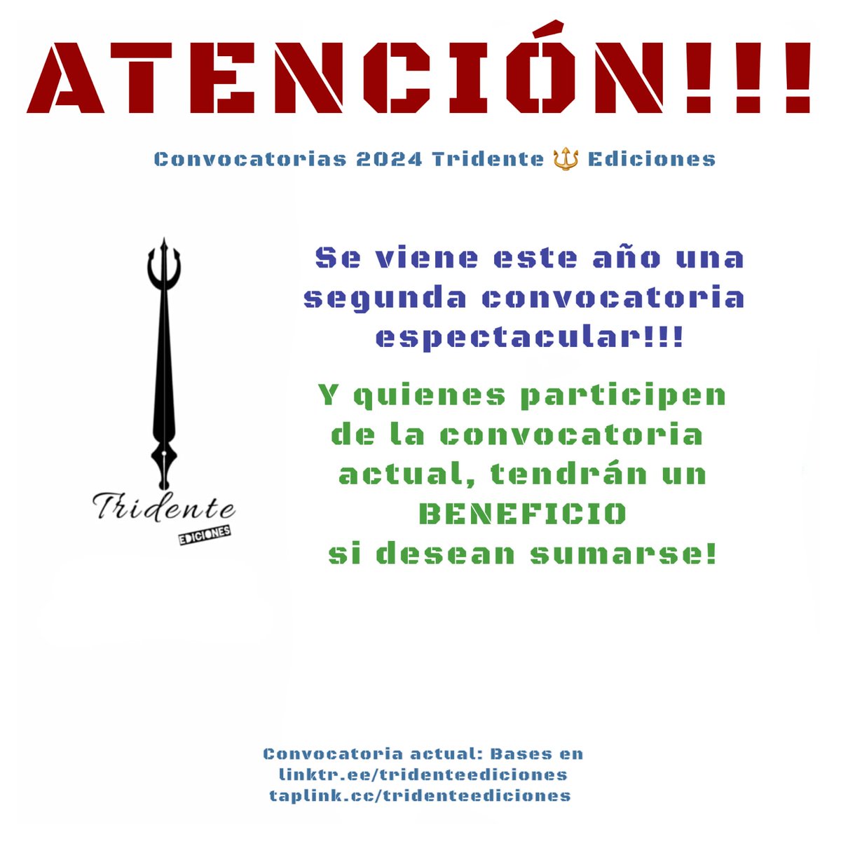 edtridente's tweet photo. #convocatoria ⬇️
https://t.co/PjvA8fxpxt 
https://t.co/tBk0HRh0a7 
.
.
#tridenteediciones #poesia #dibujos #comic #literatura #ilustracion #CONCURSO #Editorial #arte https://t.co/gZW2bNNxXo