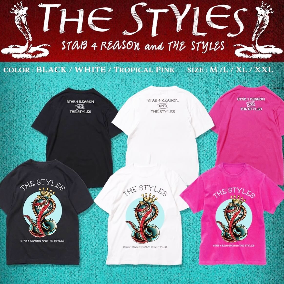 mk_styles's tweet photo. 私の参加するバンドが4月に復活することになりました!
ほぼ受注販売のTシャツ予約が3/17 18:00〆切
わたしへのDMでもうけつけます!
税込 4500円
配送希望の方への対応も、個人的にいたしますので(送料1着当300円くらいに)ぜひ!
個人的に男女ともピンク推し。 人気は黒、白かな。
#thestyles https://t.co/V6w5DdMMiy