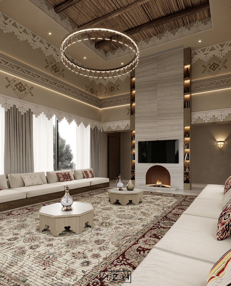 الرقي والفخامة والجمال نتاج المزج بين الحداثه والطابع النجدي في التصميم 🖤👇🏼

#تصميم_داخلي  #ديكور
