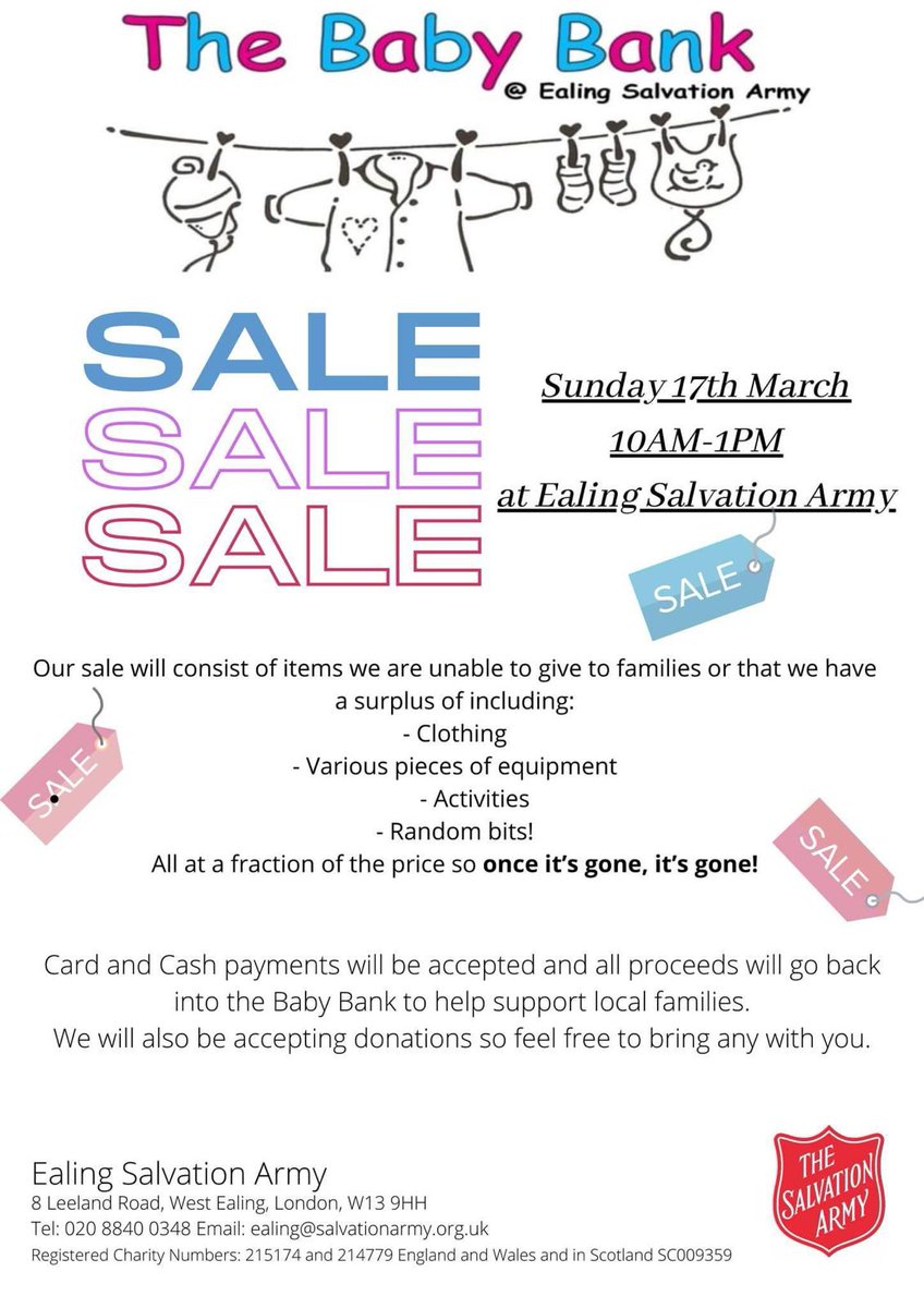Our local #babybank are holding a sale this Sunday. All proceeds go back into the baby bank to help continuing to meet the need of our local community. #sale #childrensitems