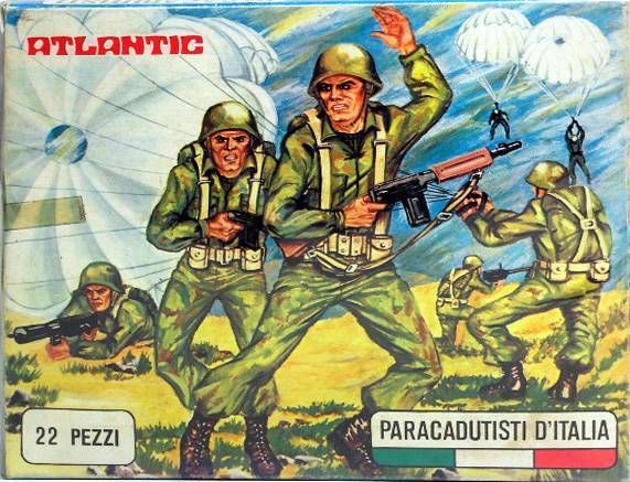 In a weird way I think this box art is more valuable as the nonsense imagination of the artist than it would have been were it 'on-model'. I know Cold War Italian paratroopers didn't jump with watercooled SMGs, but I wish they did.