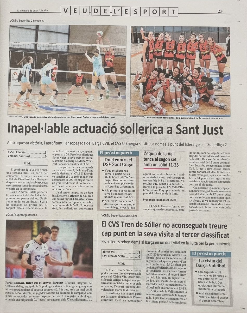 Gran portada d'esports a @VeudeSoller