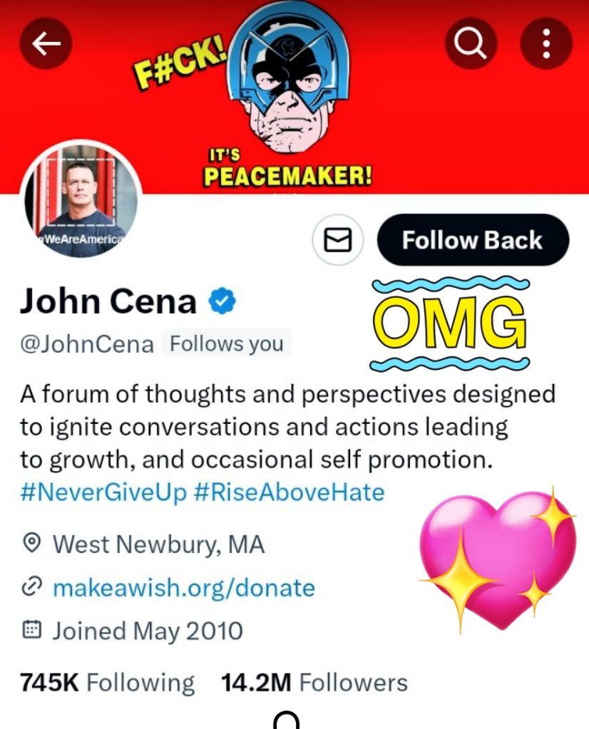 i am very happy to see this 🤼‍♂️🤼OMG🤼‍♂️🤼 The World Popular Wrestling champion Ship John Cena in my twitter friends list ورلڈ چیمپین ریسلر جان سینا کو اپنے ٹویٸٹر دوستوں میں دیکھ کر خوشی ھوٸ @JohnCena