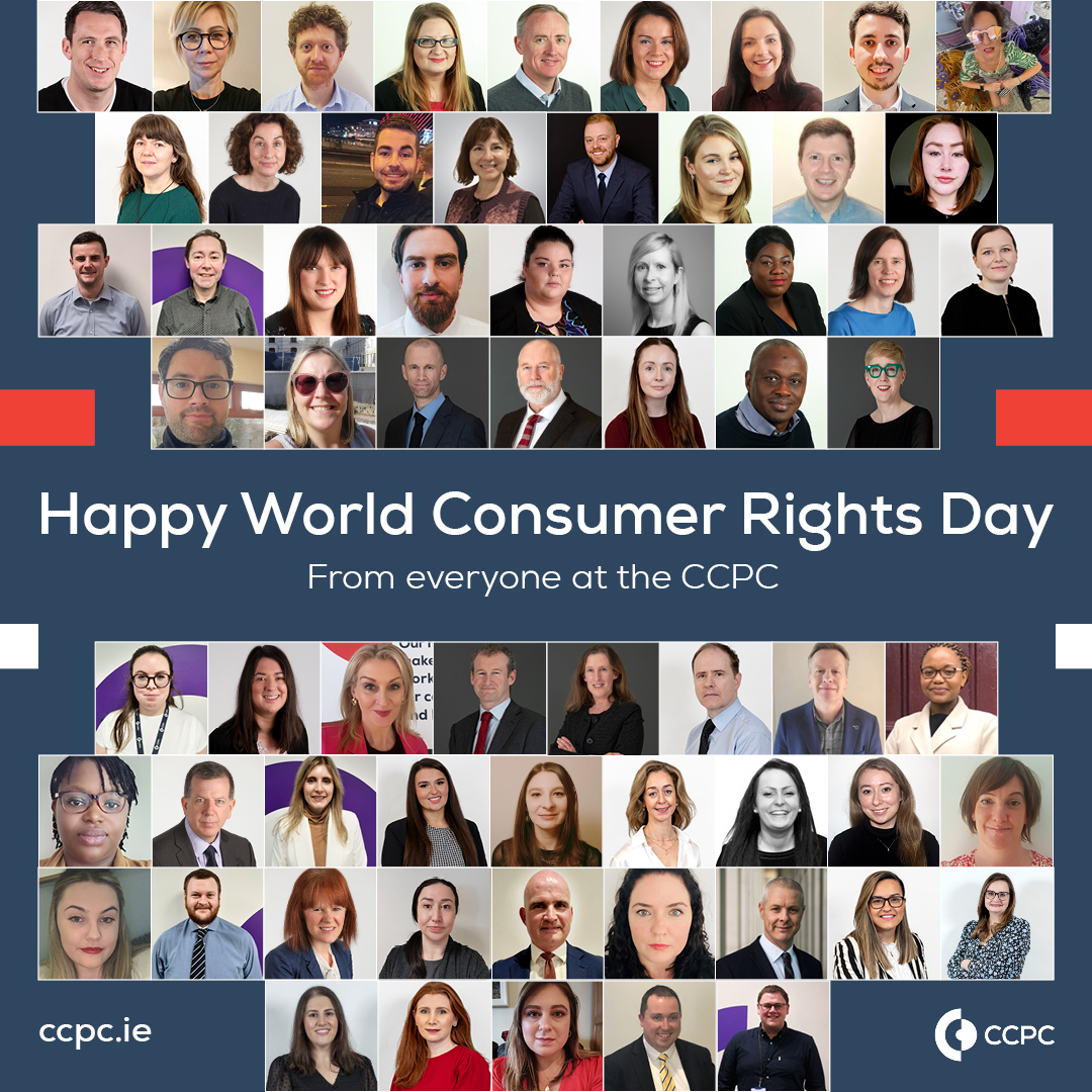 Happy #WorldConsumerRightsDay from all of the staff in the CCPC! If you need help with a consumer query, contact our helpline on 01 4025555 or fill out our online form: bit.ly/3MWYGwH #WCRD2024