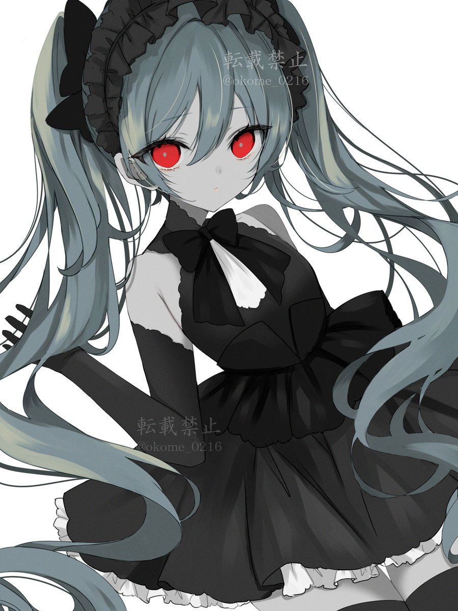 hatsune miku 1girl solo long hair looking at viewer simple background white background gloves  illustration images