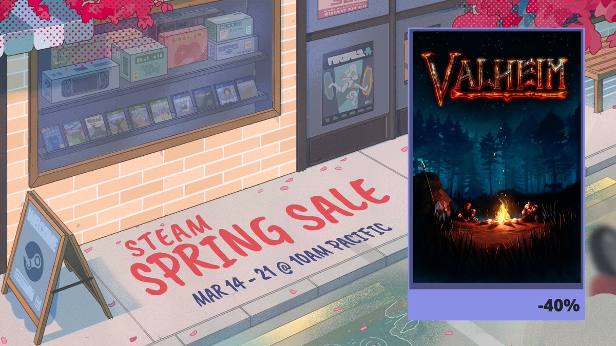 In case you missed the weekend deal, #Valheim is of course part of the Steam Spring Sale as well, with 40% off! 🌸