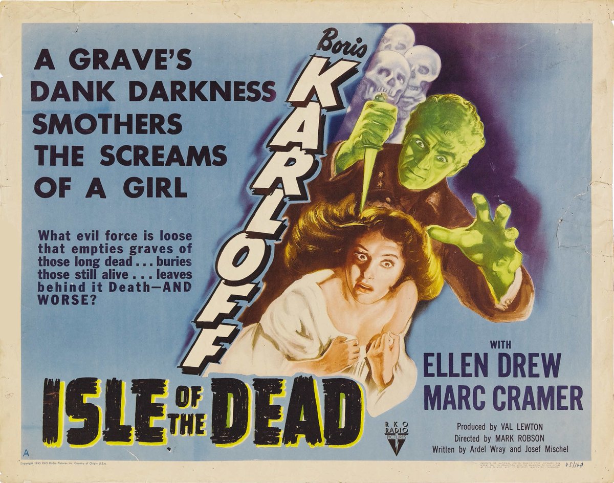 Terror_By_Night's tweet photo. Isle of the Dead (RKO, 1945)
Half Sheet (22" X 28")
.
#TerrorByNight #IsleOfTheDead #BorisKarloff #ValLewton #ClassicHorror #VintageHorror #MonsterKid
. https://t.co/KEHts9LEPp