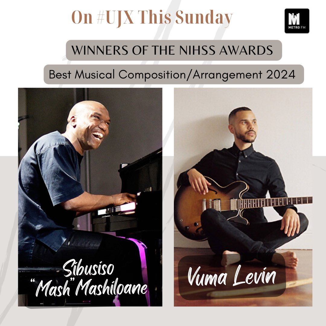 Do join us on #UJX @METROFMSA this Sunday, we chat to Chilean Grammy nominated acclaimed saxophonist & composer @melissaaldana and winners of the prestigious first #NIHSS awards for Best Musical Composition/Arrangement 2024 @sibu_mash & @VumaLevin 📻🎵🎤