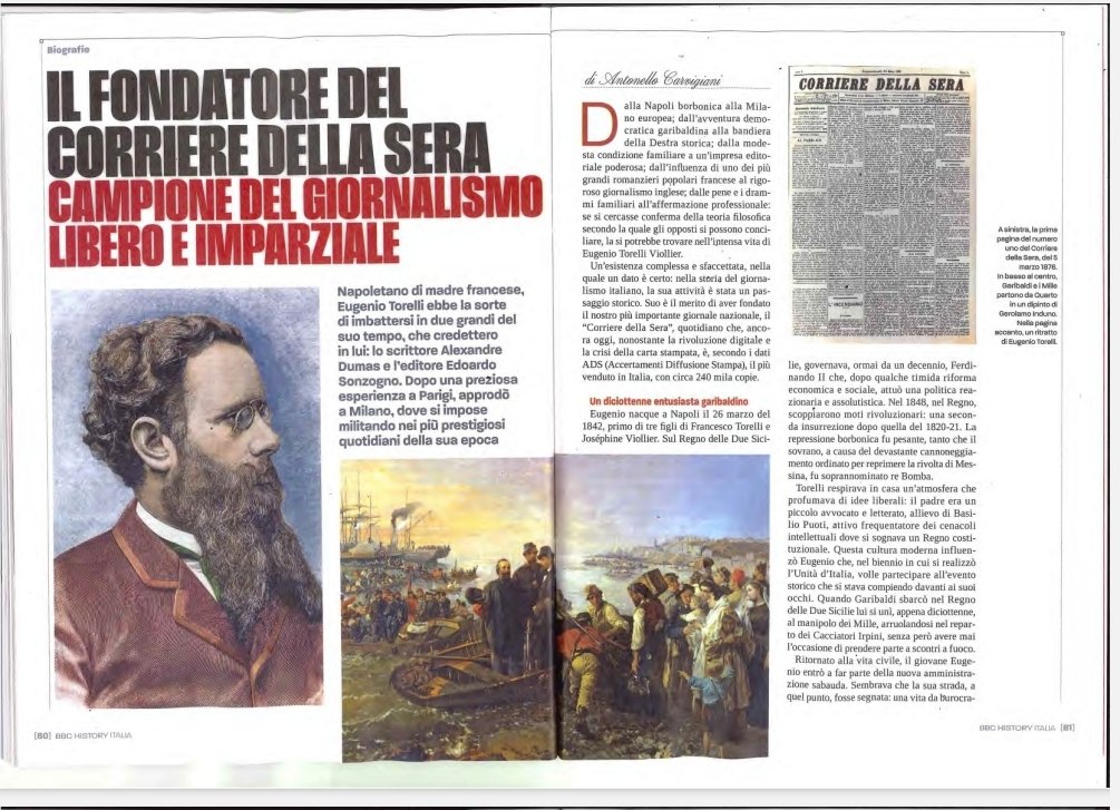 Eugenio Torrelli Viollier: #BBCHistoryitalia   pubblica un mio saggio sul fondatore del #Corrieredellasera
Aprile 24, n 156