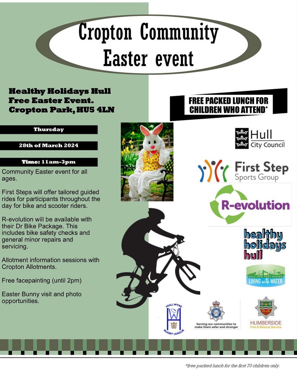 🌟 Join us at the Cropton Community Easter Event! 🐰 We’re excited to announce that R-evolution will be there, offering free safety checks and minor repairs with our Dr Bike service! 🚲 It’s going to be a fun day filled with Easter fun, and even free packed lunches for children