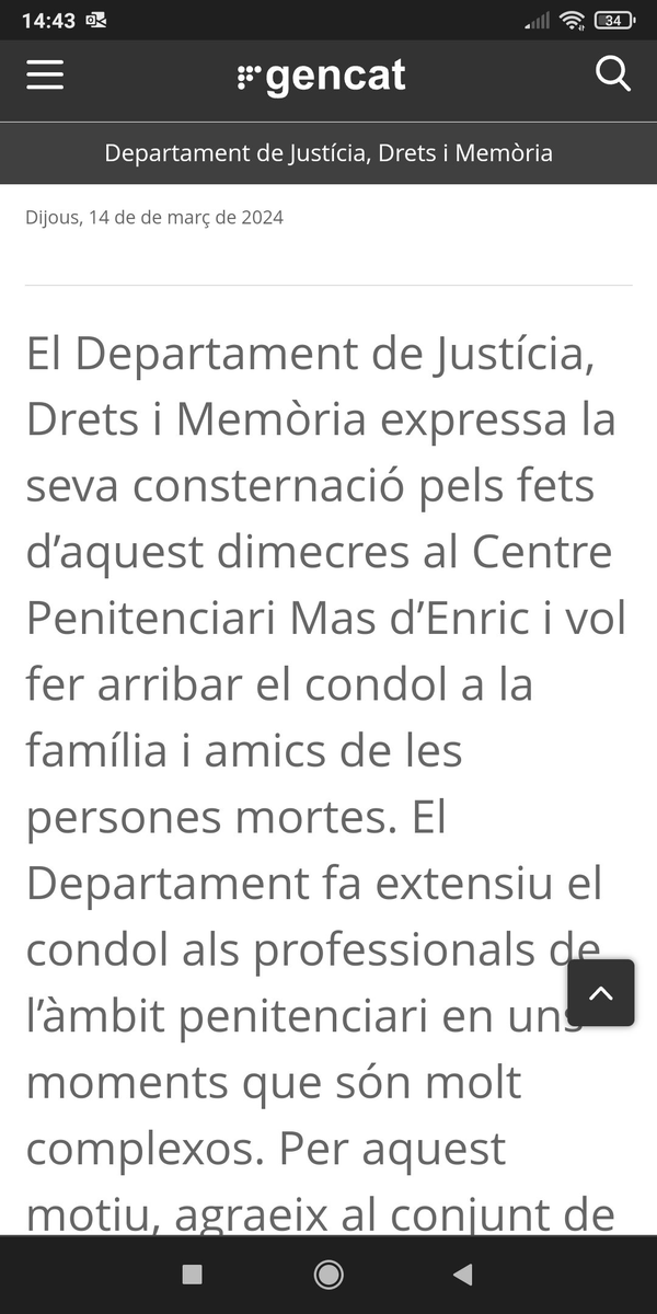 Sois unos impresentables, <a href="/justiciacat/">Justícia</a>.
"Condol a la família i amics de les PERSONES MORTES".
Equiparáis al ASESINO con la mujer ASESINADA.
Vais a hacer buenos a <a href="/interiorgob/">Ministerio del Interior</a> y <a href="/IIPPGob/">Instituciones Penitenciarias</a> 
Os recuerdo que los trabajadores de #sosprisiones somos personas y tenemos sentimientos.