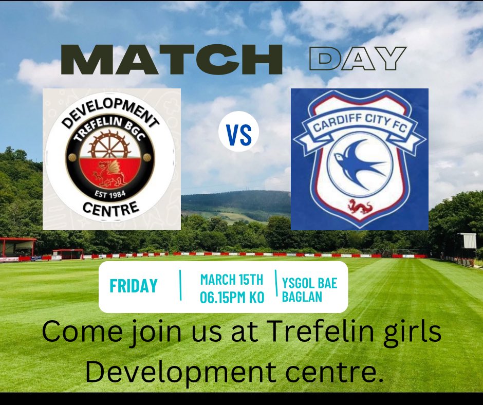 ⚽️⚽️⚽️⚽️Game Day ⚽️⚽️⚽️⚽️

Trefelin Girls take on Cardiff ADC tonight down YBB.  

Looking forward to this fixture.  

<a href="/trefelinbgc/">Trefelin BGC</a>