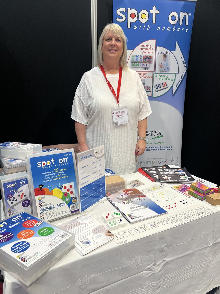 Set up and ready to go at the @dyslexiashowuk with <a href="/LouiseMatthews9/">Louise Matthews at Mathematics Counts</a> Excited to see everyone. Come say hi - we’re on the purple carpet - stand E305 👋