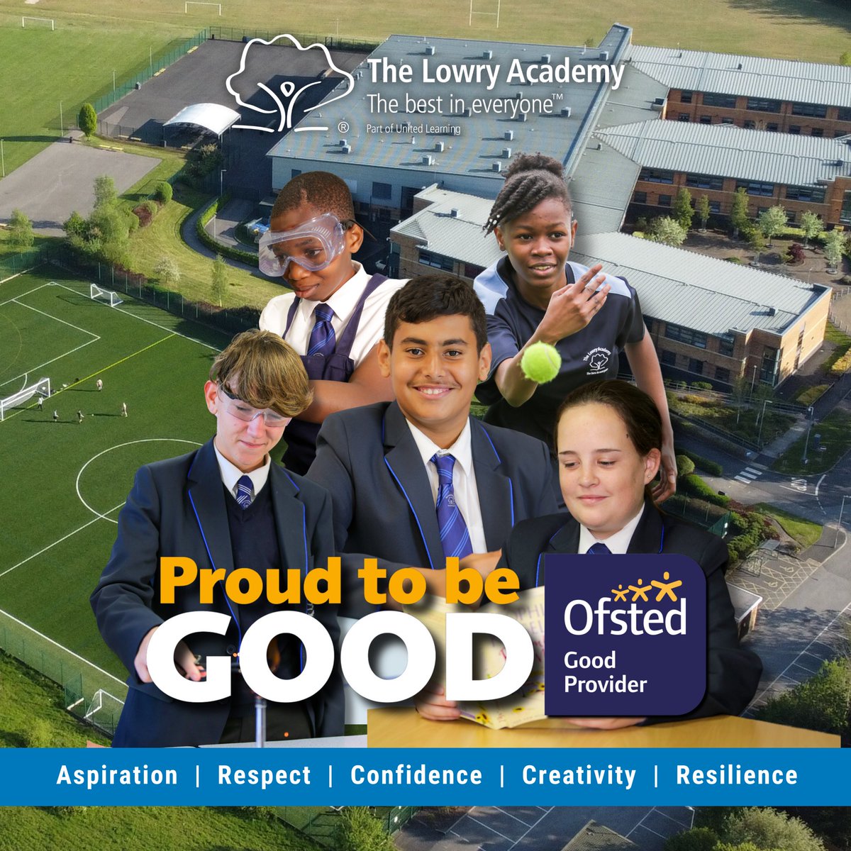 We are incredibly proud to announce that 𝗧𝗵𝗲 𝗟𝗼𝘄𝗿𝘆 𝗔𝗰𝗮𝗱𝗲𝗺𝘆 𝗵𝗮𝘀 𝗯𝗲𝗲𝗻 𝗮𝘄𝗮𝗿𝗱𝗲𝗱 𝗮 ‘𝗚𝗼𝗼𝗱’ 𝗿𝗮𝘁𝗶𝗻𝗴 𝗯𝘆 𝗢𝗳𝘀𝘁𝗲𝗱, across all areas! 🎉🌟

#TheLowryAcademy