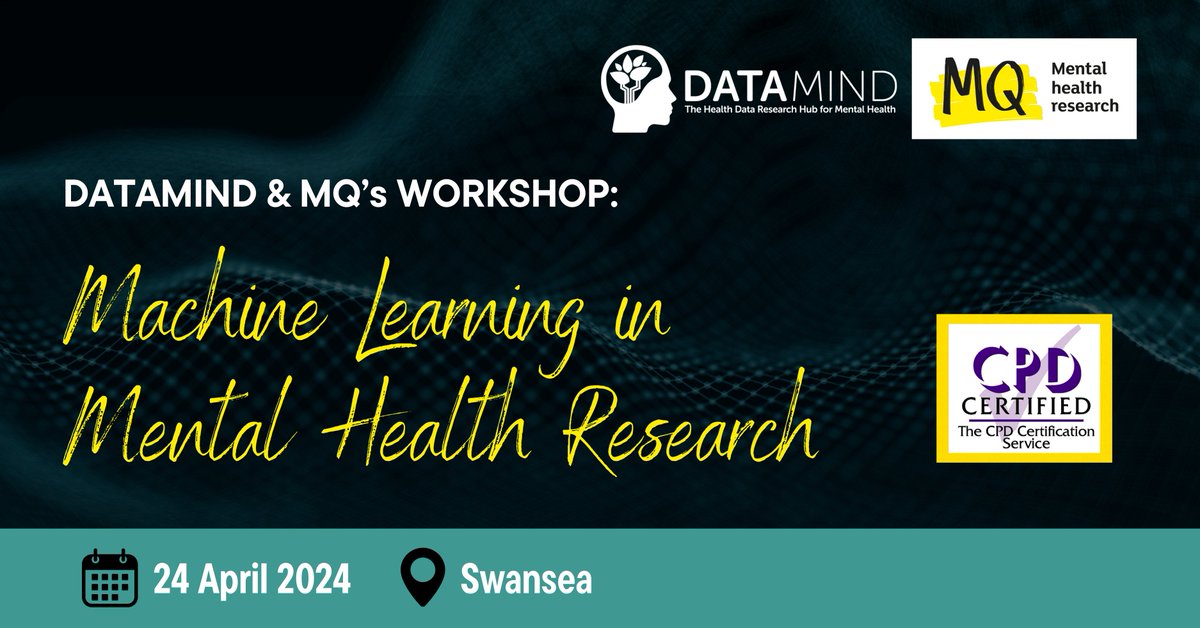 Unmissable events: @DatamindUK & @MQmentalhealth 's workshops 🚀 👉Machine Learning in Mental Health Research Workshop 📅 24th April 📍Swansea 💻Register here - eventbrite.co.uk/e/machine-lear… 👉Data Science meeting 📅 25th April 📍Swansea 💻Register here- eventbrite.co.uk/e/mq-and-datam…