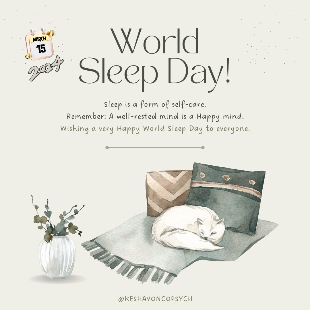 On #WorldSleepDay, a reminder to prioritize our mental and physical well-being by getting the rest we need. 
#SleepAwarenessWeek 
#WorldSleepDay2024 #SelfCare #MentalHealthAwareness 💤