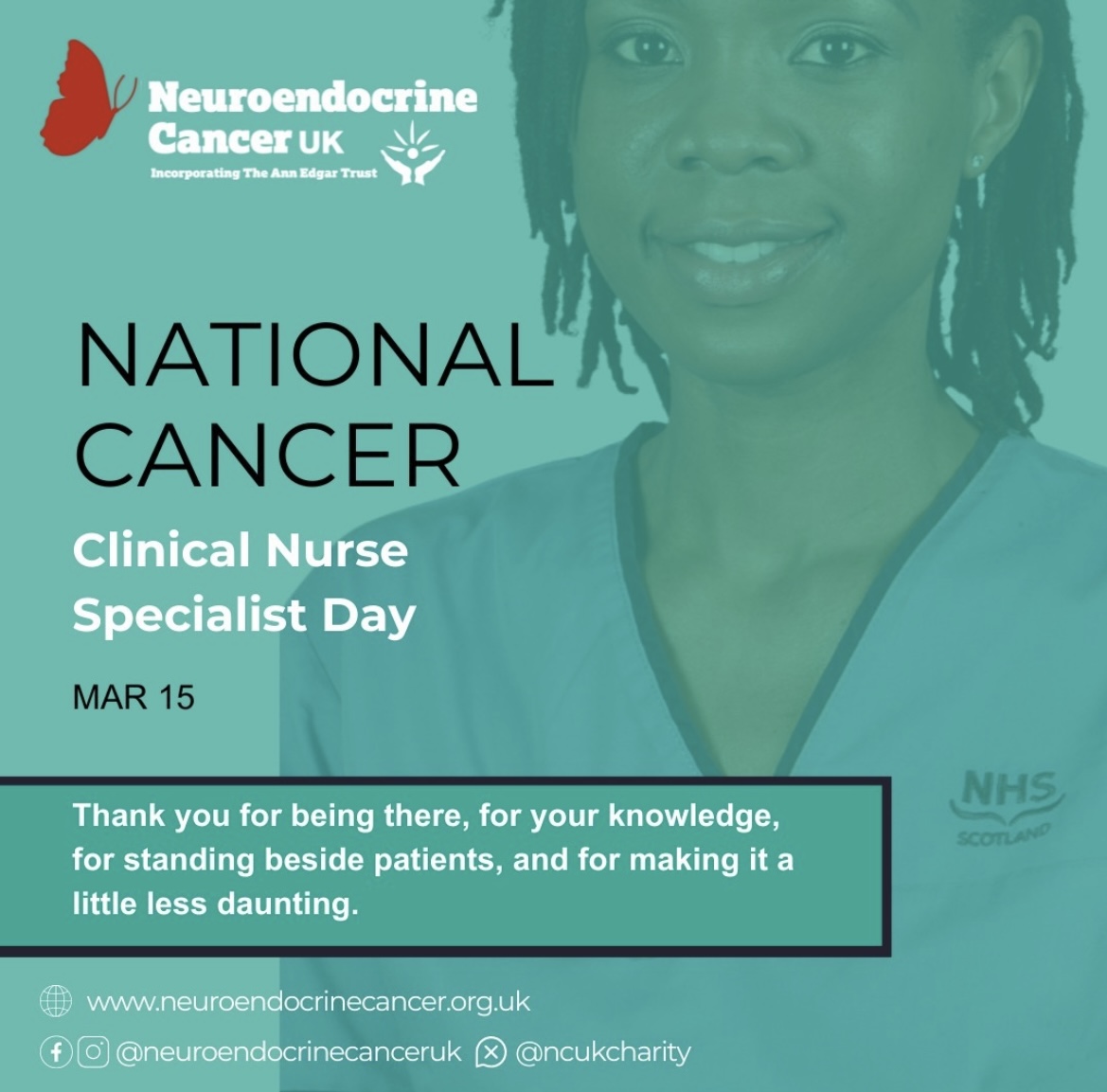 Happy CNS Day to all the wonderful Neuroendocrine Cancer specialist nurses who look after our patients in the UK #NationalCancerCNSDay #CNSValue @UKONSmember