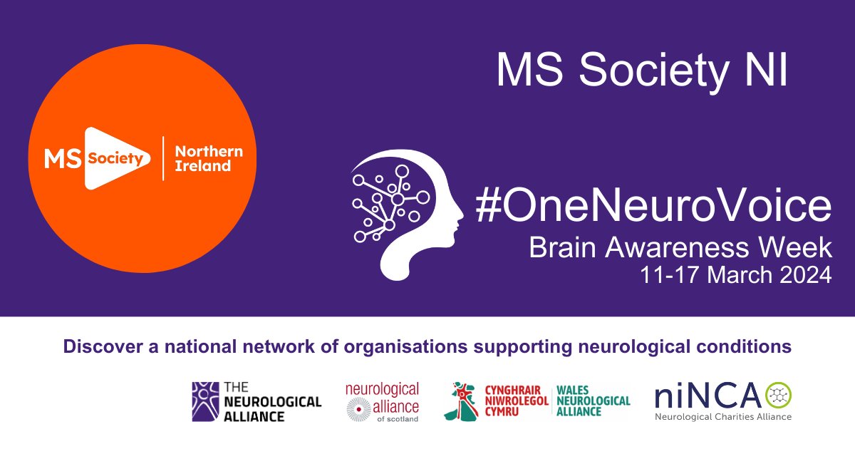 We are highlighting our fantastic member organisations as part of #BrainAwarenessWeek 2024. This morning we are highlighting MS Society Northern Ireland. Find out more about @mssocietyNI and the services they offer here: ninca.org.uk/news/member-sp… #OneNeuroVoice