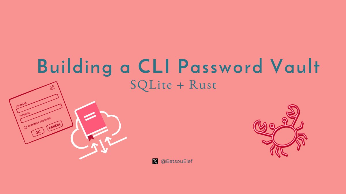 BatsouElef's tweet image. Tutorial:
#SQLite + #Rust ~ Building a CLI Password Vault 🦀

@hashnode eleftheriabatsou.hashnode.dev/sqlite-rust-bu…