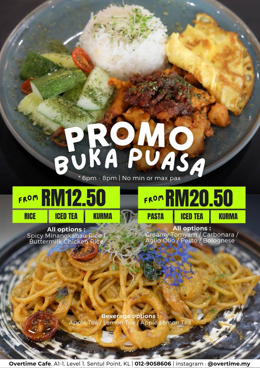 Buka puasa serendah RM12.50??? Serious keee! 

Yes, we’re open everyday from 5pm - 2am. Come buka, moreh and sahur with us 🫡