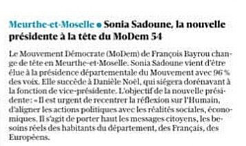 daniele_noel's tweet photo. Félicitations à Sonia Sadoune élue ce 9 mars présidente du @MoDem de Meurthe-et-Moselle! Une passation qui a reflété le désir d'unité dans l'action comme celui de liberté dans le débat chers à notre famille de pensée. #MoDem #MoDem54 Merci @lestrepublicain pour le retour #presse https://t.co/52jJlHcH34