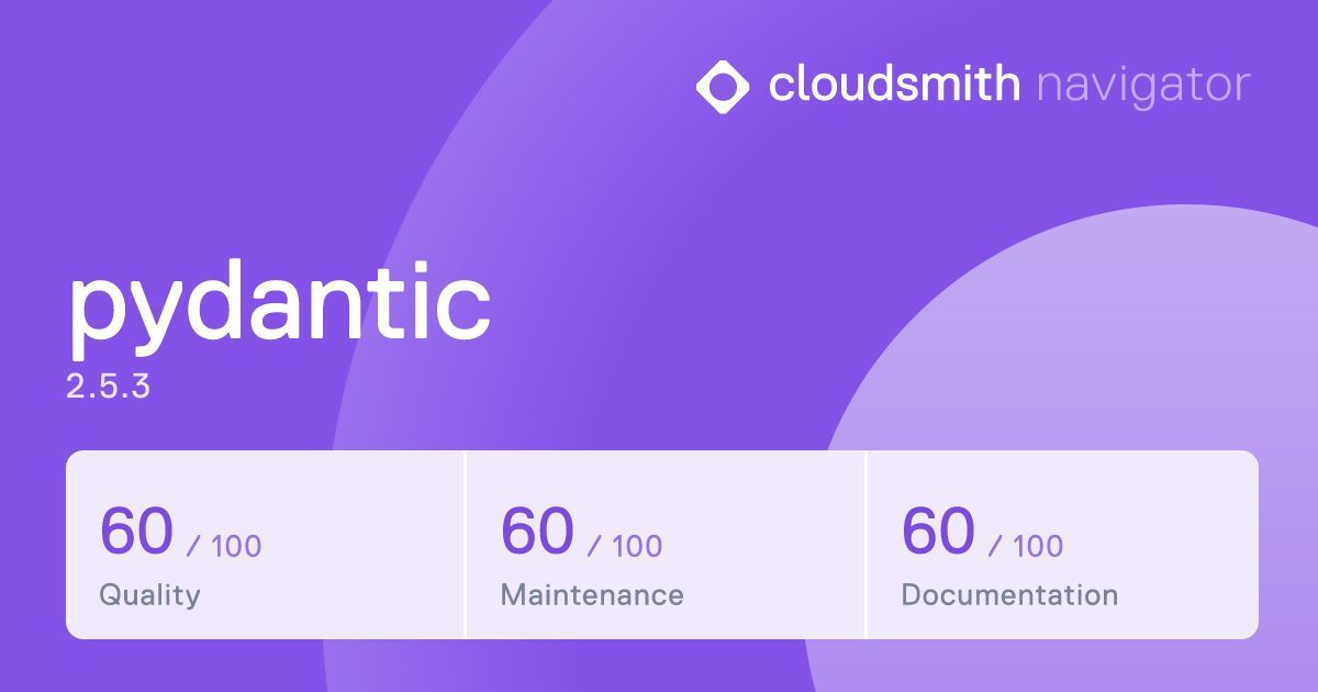 Pedantic? Pydantic! It's our package of the week! Check it out on Cloudsmith Navigator. Every week we feature a stand-out package from Navigator, the free tool that helps developers select the best packages for their projects. cloudsmith.com/navigator/pypi…