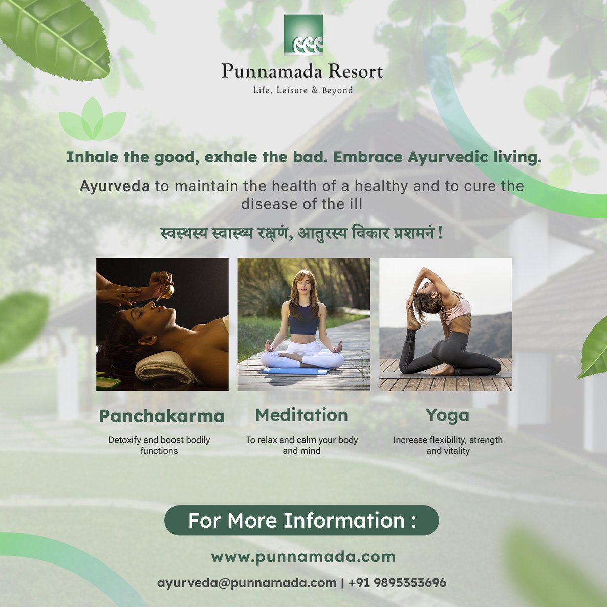 PunnamadaResort's tweet photo. Unlock the secrets of Ayurveda for a balanced mind, body, and spirit 🌿

 For bookings and reservations contact us :

✉ mail@punnamada.com
☎ +91 94464 33692
🌐 https://t.co/avCcNaBe5S

#punnamadaresort #naturalhealing #wellness #mindbodyspirit #herbalremedies  #ayurveda https://t.co/wyg7F166J2