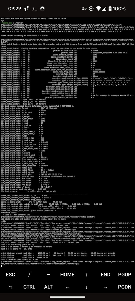 operationcodes's tweet photo. @sweatystartup What if the android can run TinyLlama locally? https://t.co/gvGyRMWoyP