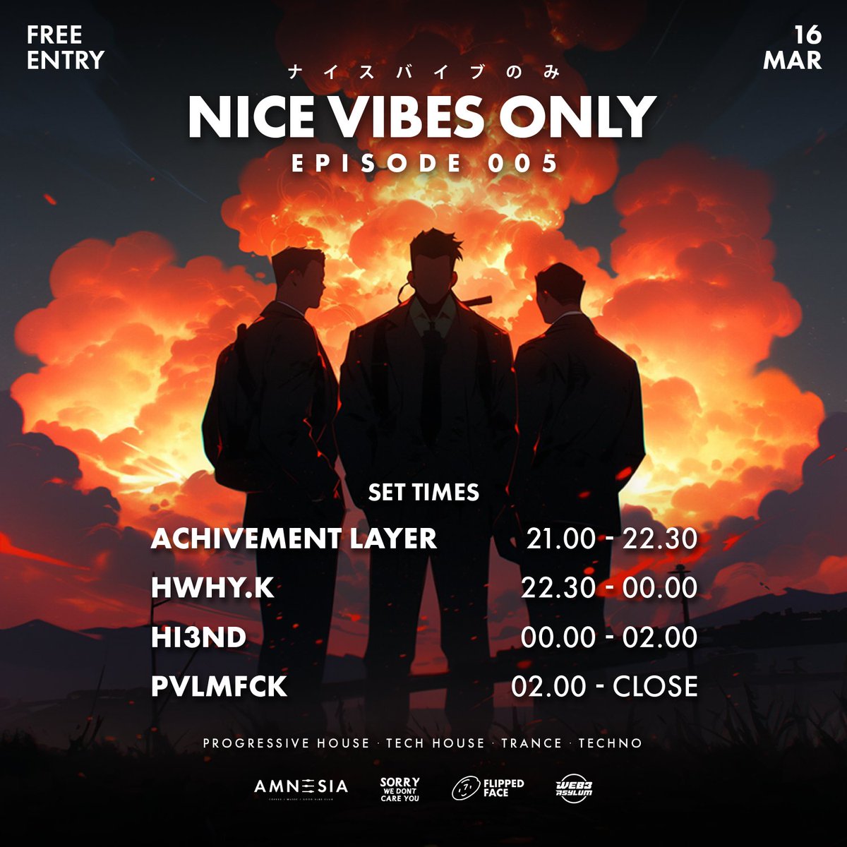 tantophi3nd's tweet photo. Settimes for TOMORROW
See you around ravers! 😈✨

Settimes
21.00-22.30: Achievement Layer
22.30-00.00: HWHY.K
00.00-02.00: Hi3ND
02.00-Close: Pvlmfck

#NiceVibesOnly #Trance #Techno 
#SWDCY #FlippedFace #Web3Asylum https://t.co/ET5HVgB8Za