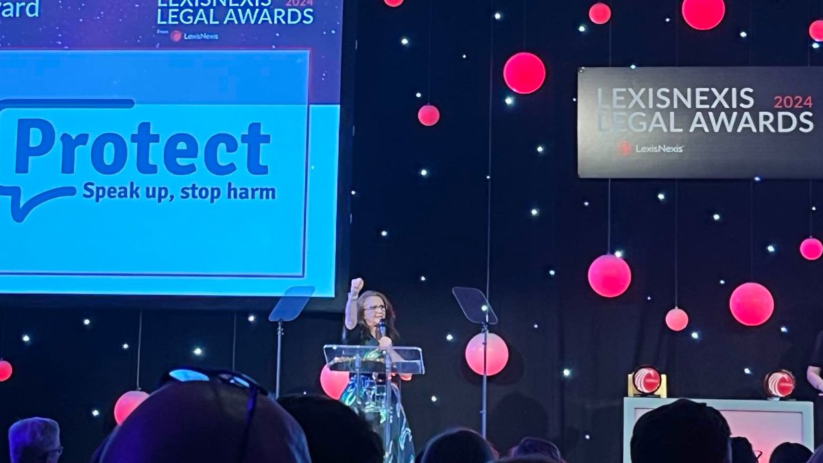 We are delighted to have been Highly Commended in the Sustainability category for our #Environmental #Whistleblowing project at last night's <a href="/LexisNexisUK/">LexisNexisUK</a>  Awards. Such a great night and incredible talent in the room. protect-advice.org.uk/environmental-… #LexisNexis #LLA2024  #EmploymentLaw
