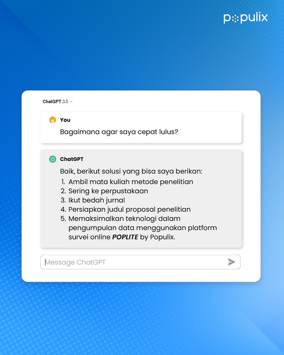 populixco's tweet photo. Nah, sini-sini kita kasih tutorial buat kamu yang pengen cepet lulus! ππ»
Atau kamu bisa kepoin akun kita https://t.co/VoO2xyd1Jo karena banyak banget loh tips-tips per-skripsi-an di sini~
#Poplite #Skripsi #respondensurvei #surveyonline #mahasiswa #kuesioner #mahasiswaakhir https://t.co/EuPgI2sfKg