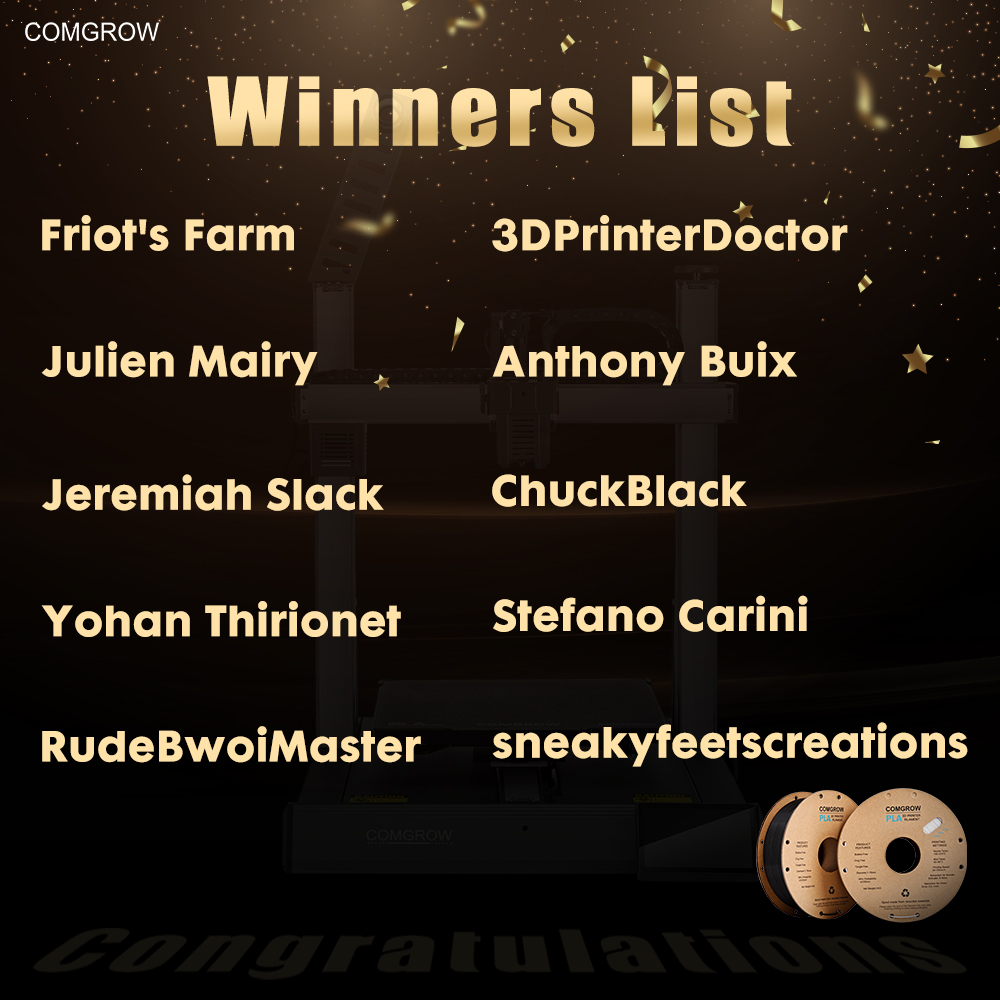Sovol3d's tweet image. Congratulations!🥳
🔔Winners are requested to contact us within a week or they will be considered invalid.
Hope Sovol filament brings you happy printing!🥰
Thanks to all users for their active participation. Let's look forward to the next round of giveaways.

 #comgrow #Sovol