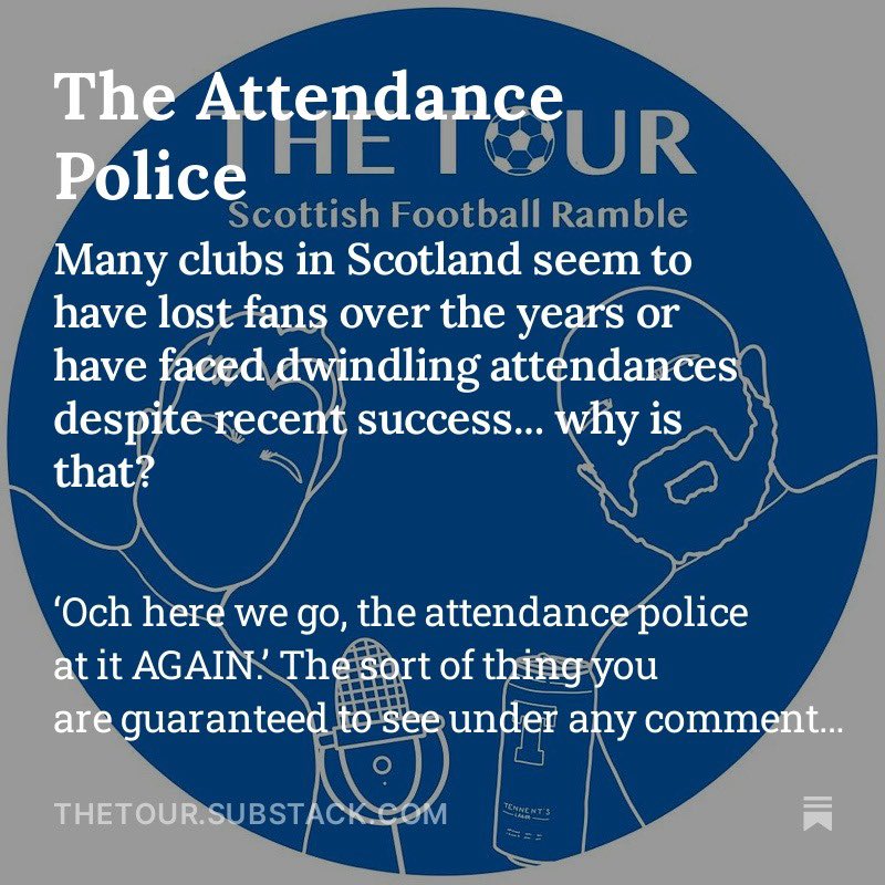 𝗧𝗵𝗲 𝗧𝗼𝘂𝗿’𝘀 𝗪𝗲𝗲𝗸𝗹𝘆 𝗡𝗲𝘄𝘀𝗹𝗲𝘁𝘁𝗲𝗿 🚂🗞️

The Attendance Police

👮‍♀️Should you support your local team? 
🌍The best fans in the world? 
🛑How clubs have “lost” their support.

Really interesting 2 minute read⤵️

What’s your thoughts?

Read: open.substack.com/pub/thetour/p/…