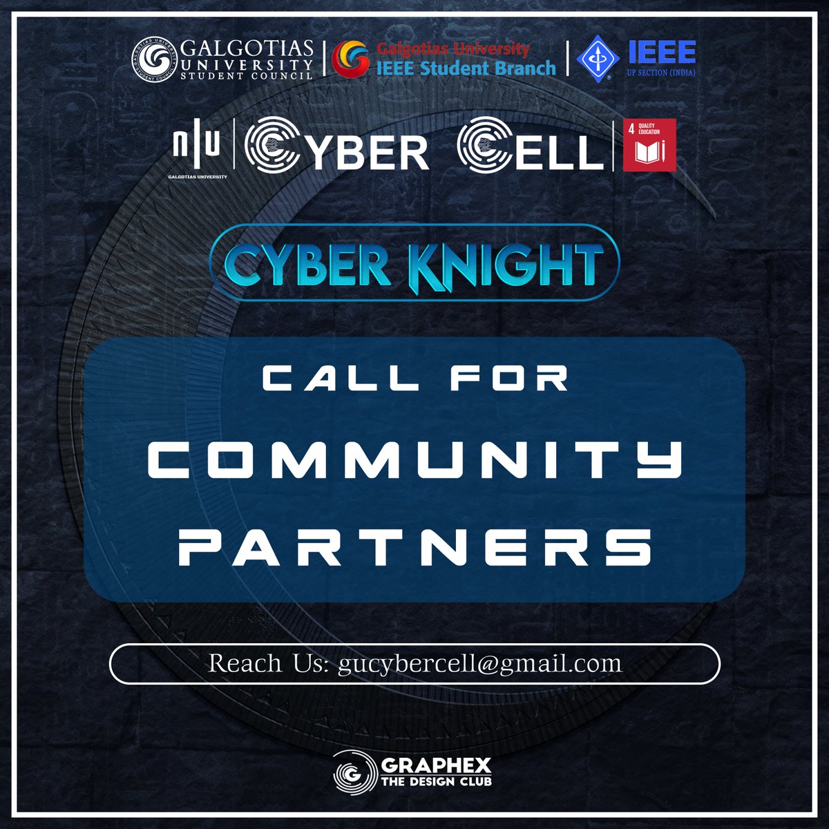 Calliing for community partners
#cybercell #cybercell_gu #cyberknight_gu #cyberworld #cyberknight #ctf #hacker #technicalhacker #technicalworld #callforspeaker #competition #cyberspace #gusc #studentcouncil
#galgotiasuniversity #galgotias