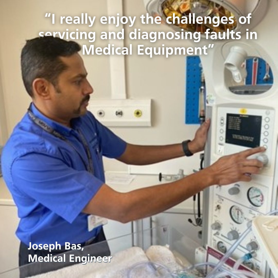 MidCheshireNHS's tweet photo. “My job role is the maintenance and repair of all medical equipment used within the Trust. I really enjoy the challenges of servicing and diagnosing faults in Medical Equipment.”

Joseph, Medical Engineer. Find more staff stories here: https://t.co/73nr0OfZ6S #HCSWeek24 https://t.co/ZHk459VRSQ