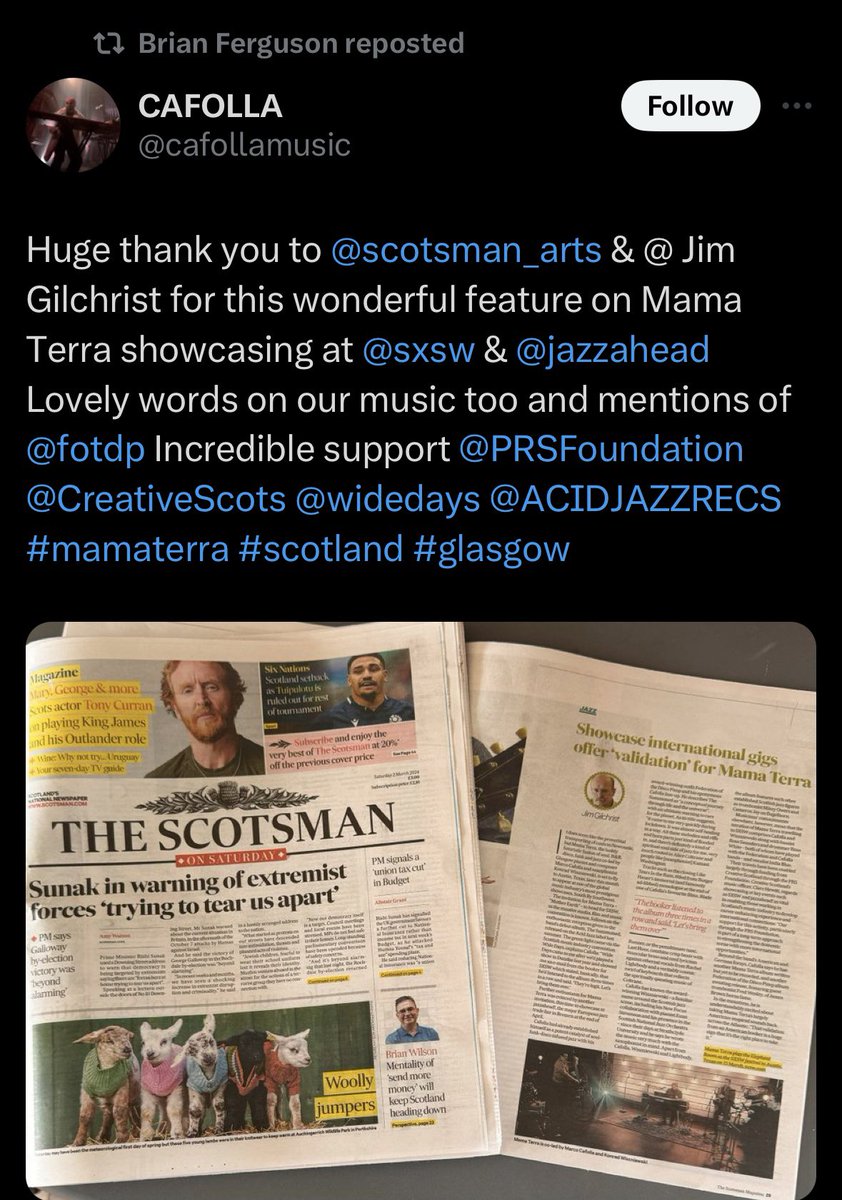 discontent_scot's tweet photo. @bellacaledonia Scotland’s @CreativeScots state funded artists &amp; cultural stenographers seem to be very confused. 🤷‍♀️ 
Are they Pro Palestine?
Or Pro Genocide? 
Very strange country 🤫🏴󠁧󠁢󠁳󠁣󠁴󠁿😔
.@PACBI  @widedays @olafwide @cafollamusic #StopIsraeliGenocide
#StopArmingIsrael #BDS #BoycottSXSW 🕊️🇵🇸 https://t.co/deOjVHlUZD