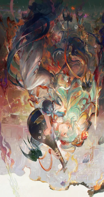 #初音ミク染河山( 之前看到十面埋伏ver.  感觉惊为天人...遂画之 ) 