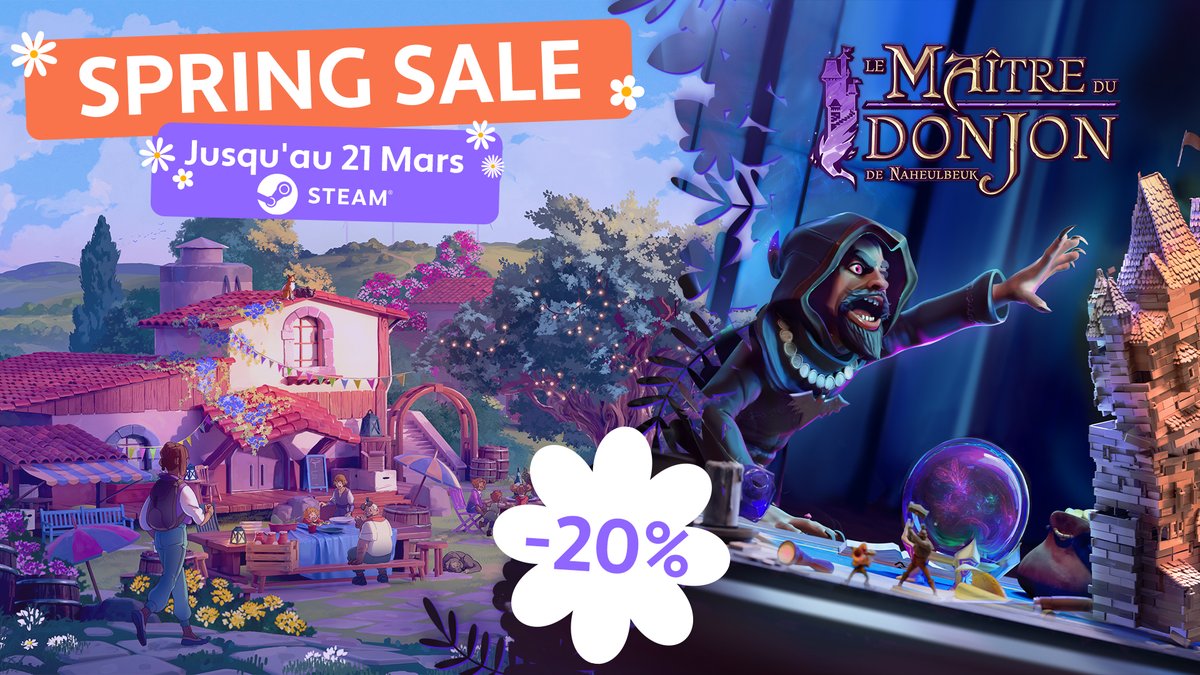 Le Maître du Donjon de Naheulbeuk - DISPO SUR PC (@naheulbeuk_jeu) on Twitter photo Les fleurs éclosent, les oiseaux chantent et les promos fleurissent ! 🌻🐦💸
Construisez, gérez & défendez votre donjon dans l’univers satirique heroic fantasy du Donjon de Naheulbeuk.
Le Maitre du Donjon de <a href="/Naheulbeuk_Jeu/">Le Maître du Donjon de Naheulbeuk - DISPO SUR PC</a> : -20% avec les #SteamSpringSale Les fleurs éclosent, les oiseaux chantent et les promos fleurissent ! 🌻🐦💸
Construisez, gérez & défendez votre donjon dans l’univers satirique heroic fantasy du Donjon de Naheulbeuk.
Le Maitre du Donjon de <a href="/Naheulbeuk_Jeu/">Le Maître du Donjon de Naheulbeuk - DISPO SUR PC</a> : -20% avec les #SteamSpringSale