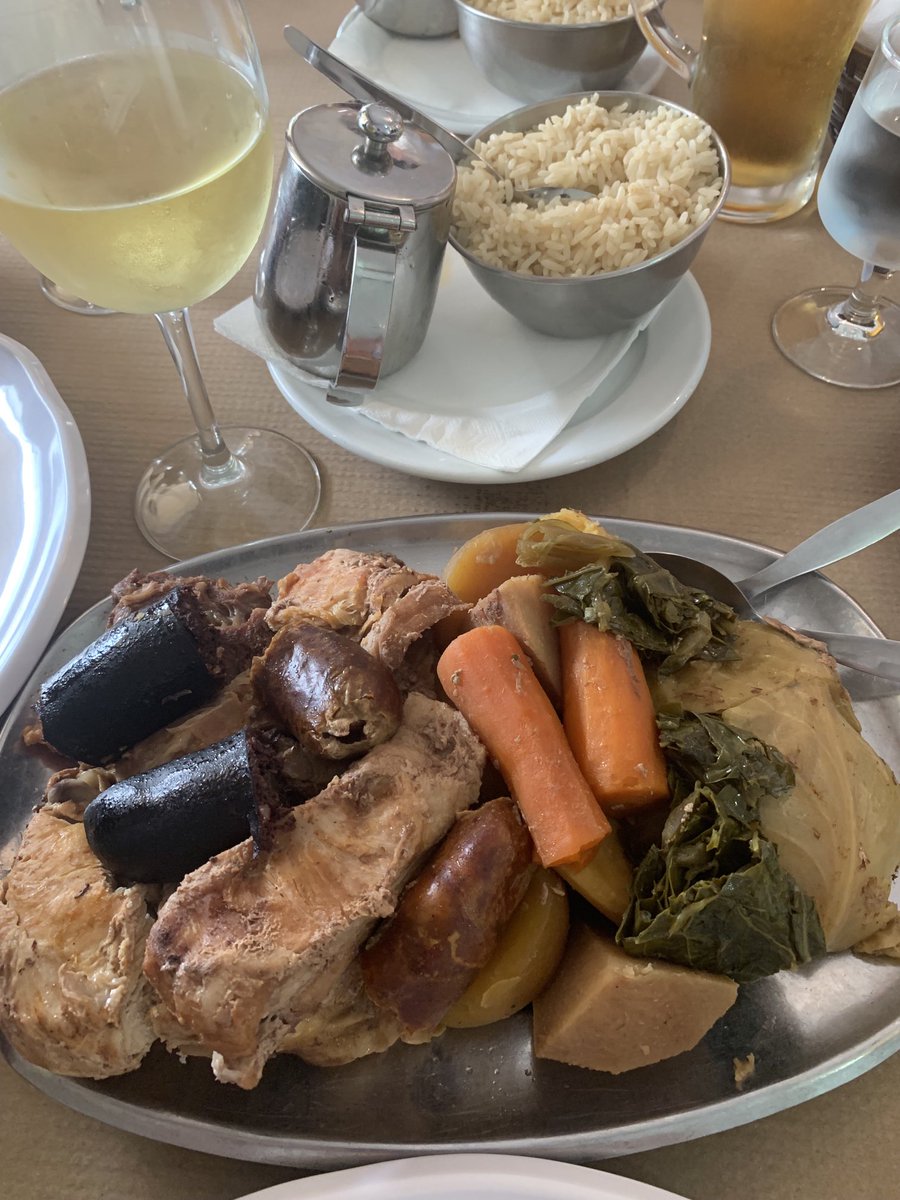 Our lunch cooked in the Fournas.  These are holes in the ground where our food was buried this morning and the hot water from the underground volcano cooked our food. 
Gotta love the Azores 🥰🇵🇹😊