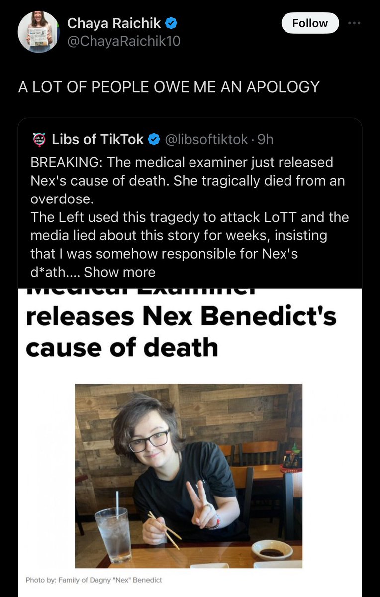 We do in fact not owe you anything other than credit for causing the death of a teenager and needles mass harassment of countless other queer folk.

GO FUCK YOURSELF CHAYA!!!