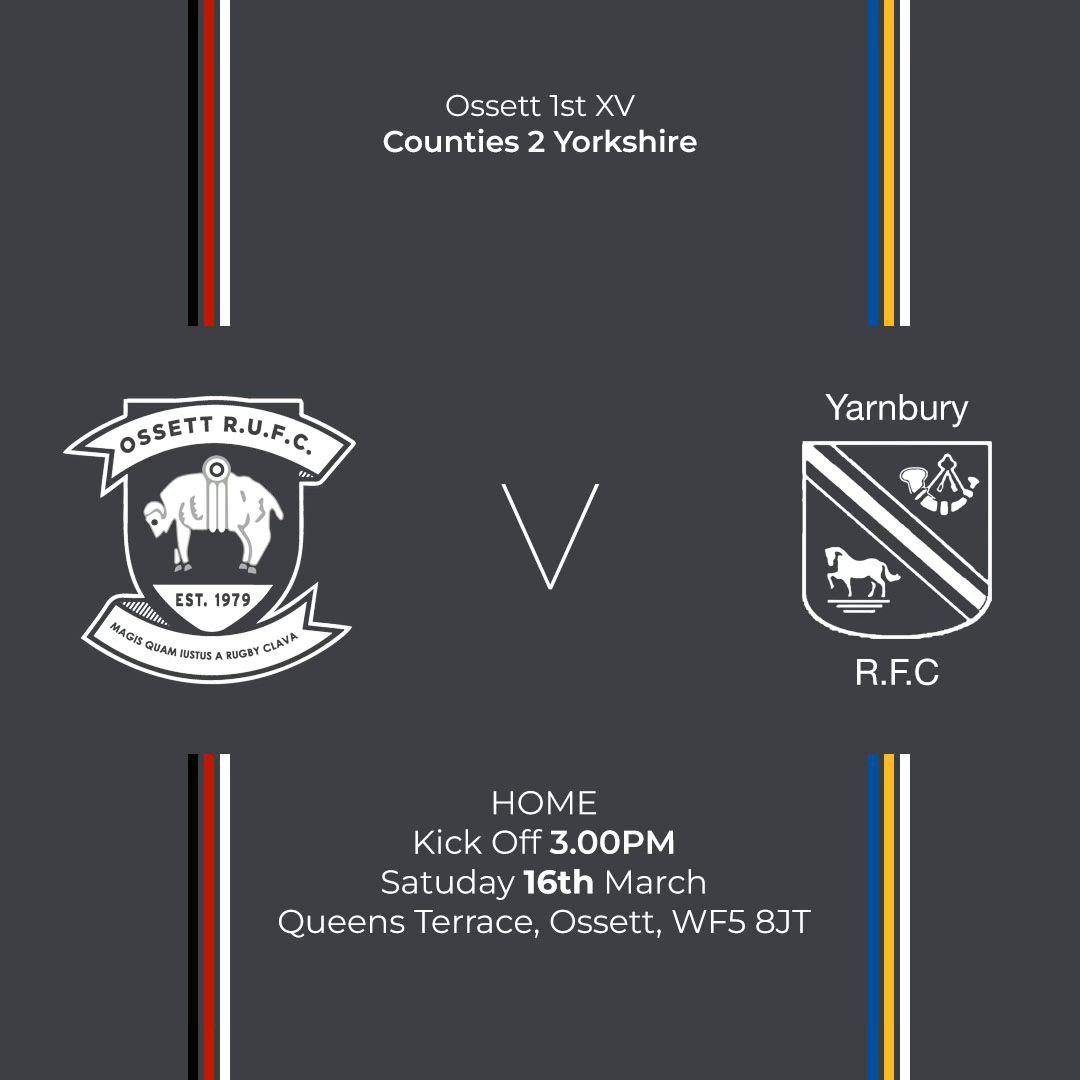 OssettRugby's tweet photo. 📣 Fixtures &amp; Squad
1️⃣’s
🏉 @ossettrugby vs @YarnburyRFC 
⏱ 3.00PM KO
🗓️ 16th March
📍 Queens Terrace, Ossett, WF5 8JT
👏 Sponsored By @thornhillarlfc 

🏴‍☠️’s
🏉 #Ossett #pirates vs #Yarnbury 2
⏱ 3.00PM KO
🗓️ 16th March
📍 Brownberrie Lane, Leeds, LS18 5HB
LET’S GOOOOOO! #rugby https://t.co/5d6K5bcWeb