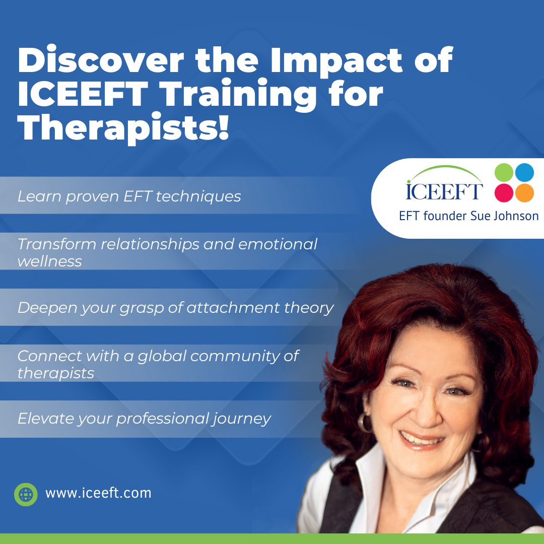 iceeft's tweet image. Equip yourself with EFT techniques to guide individuals, couples, and families toward overcoming relationship obstacles, healing emotional pain, and fostering deeper connections. Explore our courses at: courses.iceeft.com 

#eft #iceeftcourses #emotionallyfocusedtherapy
