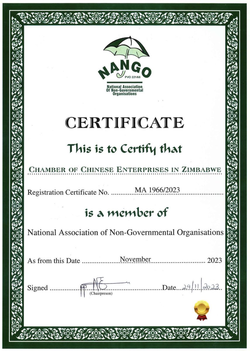The Chamber of Chinese Enterprises in Zimbabwe tweet media