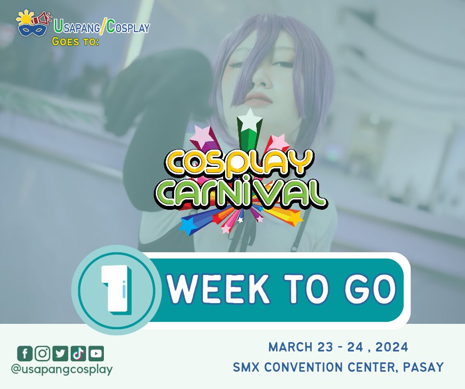 UsapangCosplay's tweet photo. The Carnival is back in town! Only 1 week to go.

Avast ye Matey for  ✨ 🌊COSPLAY CARNIVAL 2024! 🌊✨  The Usapang Cosplay crew will be onboard for the fun and exciting adventures!

See you there mga Ka-Usapan! 

#CosplayPH #Cosplay #Cosplayph #CosplayCarnival2024 https://t.co/hml3DF1Jmn