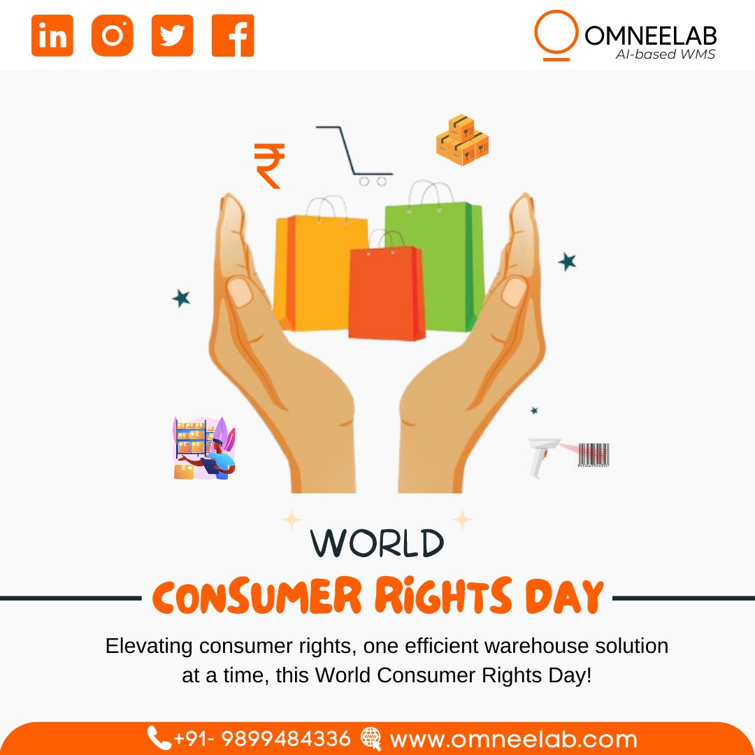 Happy World Consumer Rights Day from Omneelab eWMS! We're committed to advancing consumer rights through our efficient warehouse tech stack solutions. Join us in championing fair practices and empowering consumers worldwide. . . #WorldConsumerRightsDay #FairSolutions #OmneelabWMS