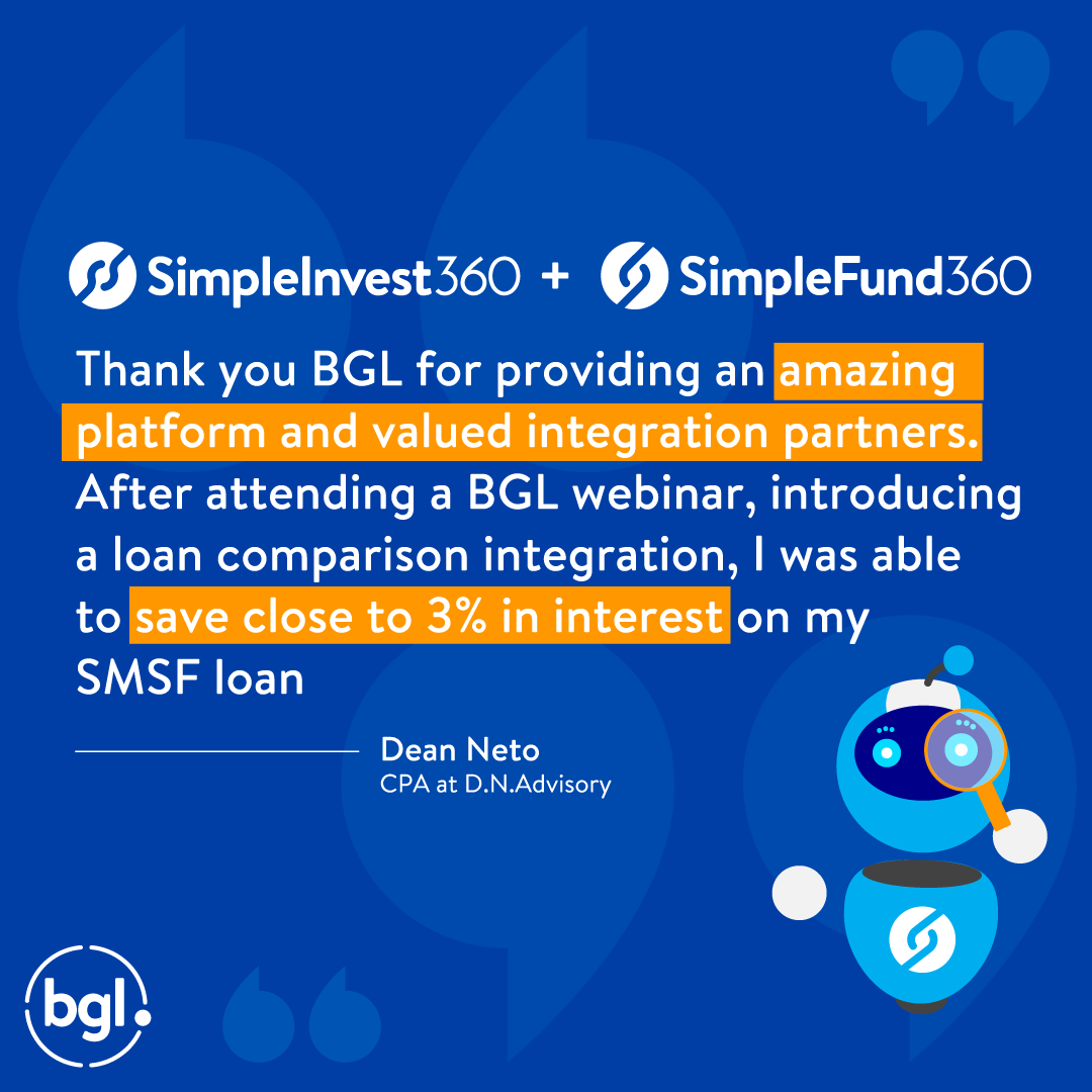 D.N Advisory CPA, Dean Neto was able to was able to save close to 3% in interest on his SMSF loan thanks BGL's partnership with Compare n Save and is now implementing the integration for all his clients SMSF loans! Learn More: bit.ly/4aeG3Ng