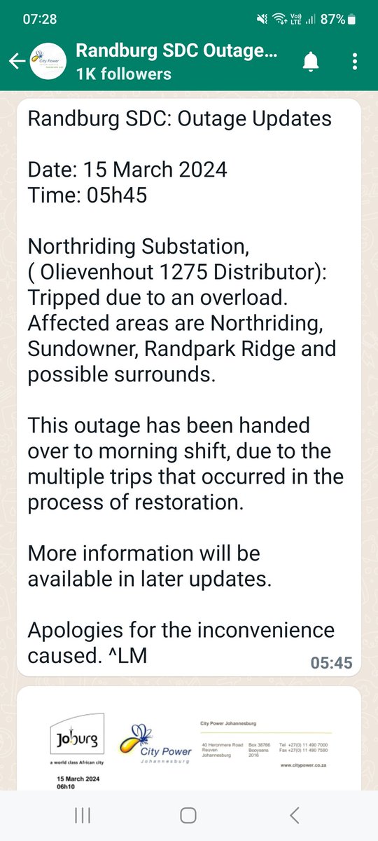 NikkiMain9's tweet photo. #CityPowerUpdates 13 hours and your technicians are clueless regarding outage. Incompetent https://t.co/1HXrBFBd0D