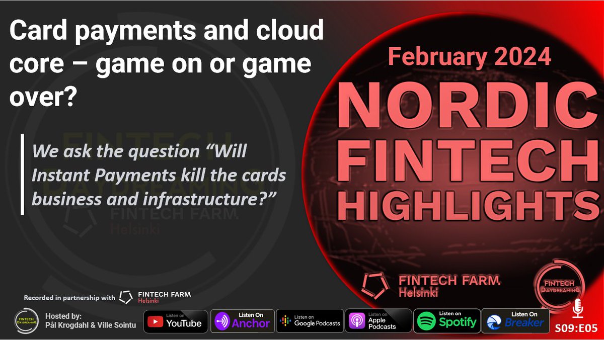 🌟 Strap in for another episode of Nordic Fintech Highlights.
🎬 YouTube - lnkd.in/dRrngufR
🎧 Spotify - lnkd.in/dH5UC4dv
🎧 Apple - lnkd.in/dw4E_qT2
#FintechDaydreaming #helsinkifintech #nordicfintechhighlights #fintech #podcast
