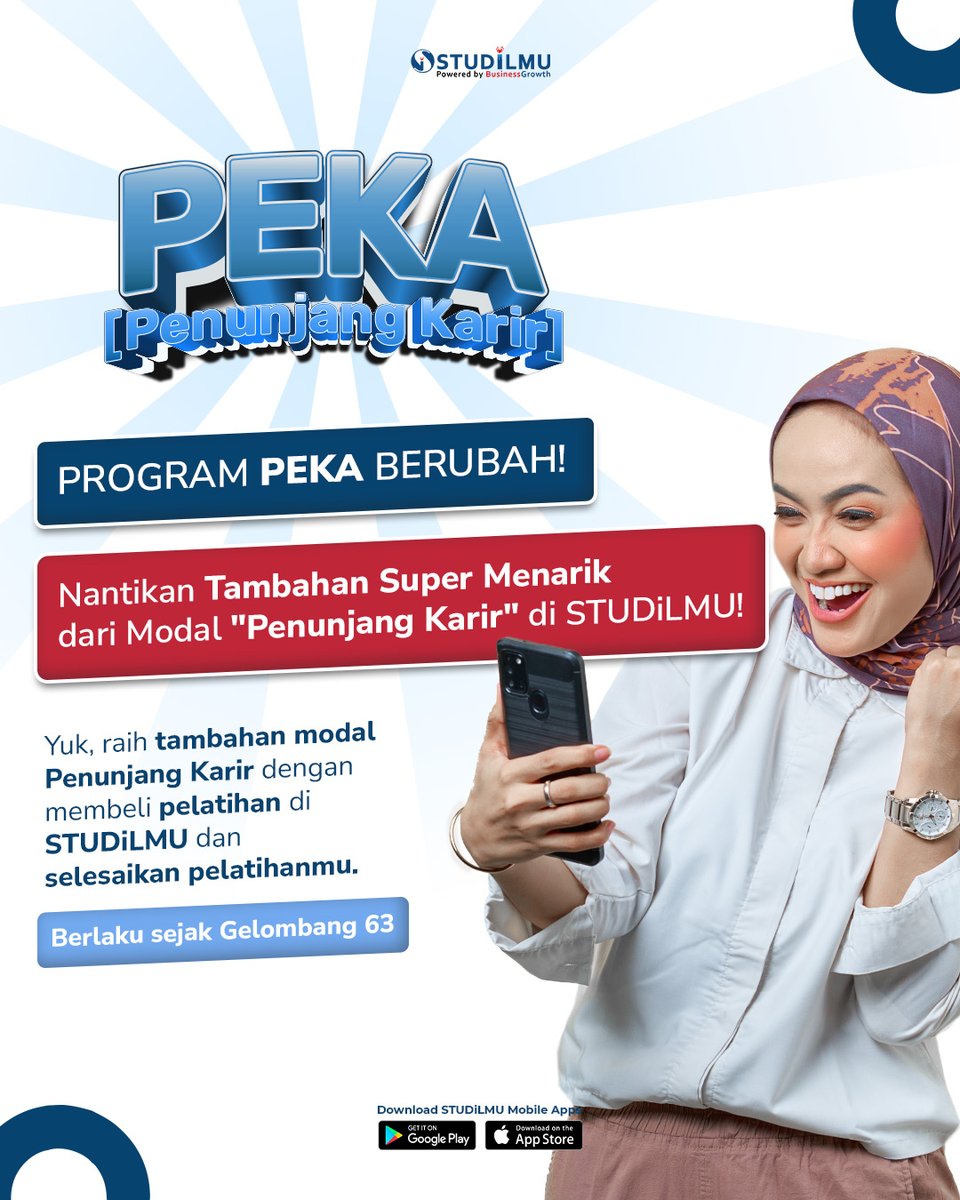 _luminagrowth's tweet image. KABAR SUPER GEMBIRA🥳

Program Penunjang Karir akan berubah?
Nantikan tambahan SUPER MENARIK dari Modal "Penunjang Karir" di STUDiLMU. 💯

Jangan sampai terlewat dan pastikan kamu sudah membeli dan menyelesaikan pelatihan di STUDiLMU. 😉

#STUDiLMU #programprakerja #prakerja