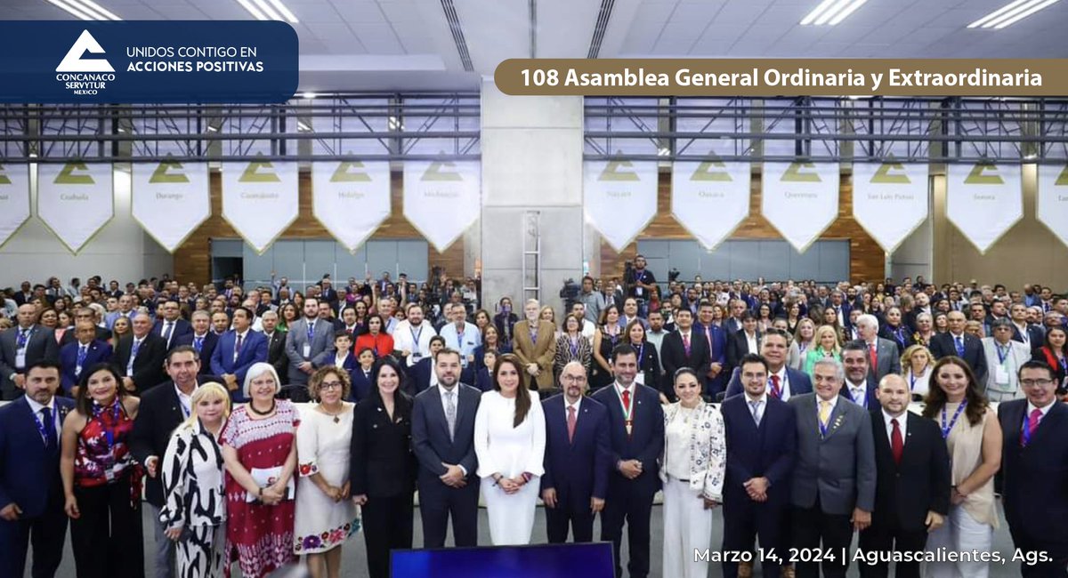 CONCANACO's tweet photo. 📷 Foto Oficial | El trabajo en equipo y coordinado siempre da mejores resultados.
Invitada de honor: Teresa Jiménez, Gobernadora de Aguascalientes 
#108Asamblea
#UnidosContigoEnAccionesPositivas
@octaviodlatorre
@TereJimenezE
@GobAgs https://t.co/uVEDndrDC1